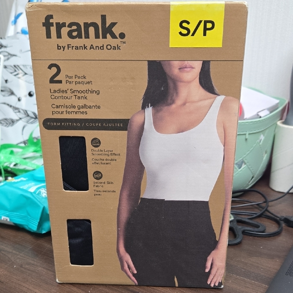 Frank & Oak Size S Black 2 Pack of Smoothing Contour Tank Tops